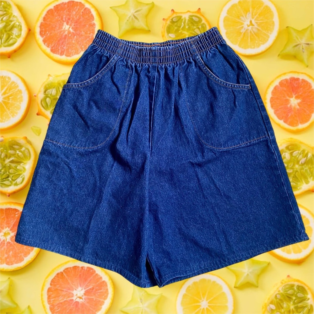 Vintage Blair Preppy Denim Shorts with Elastic Waist - Size S